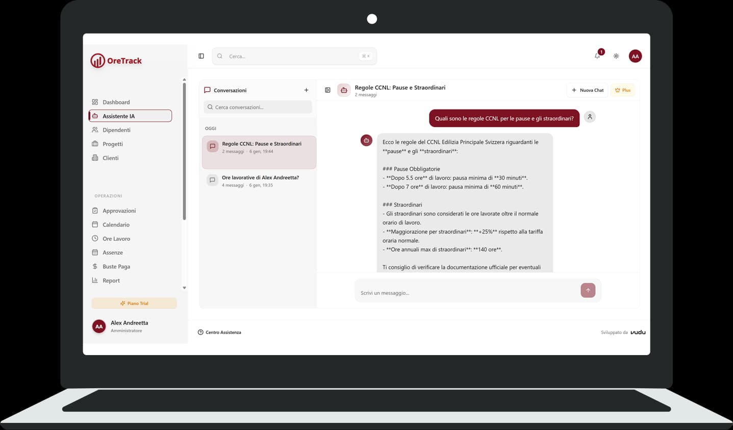 OreTrack - Assistente IA